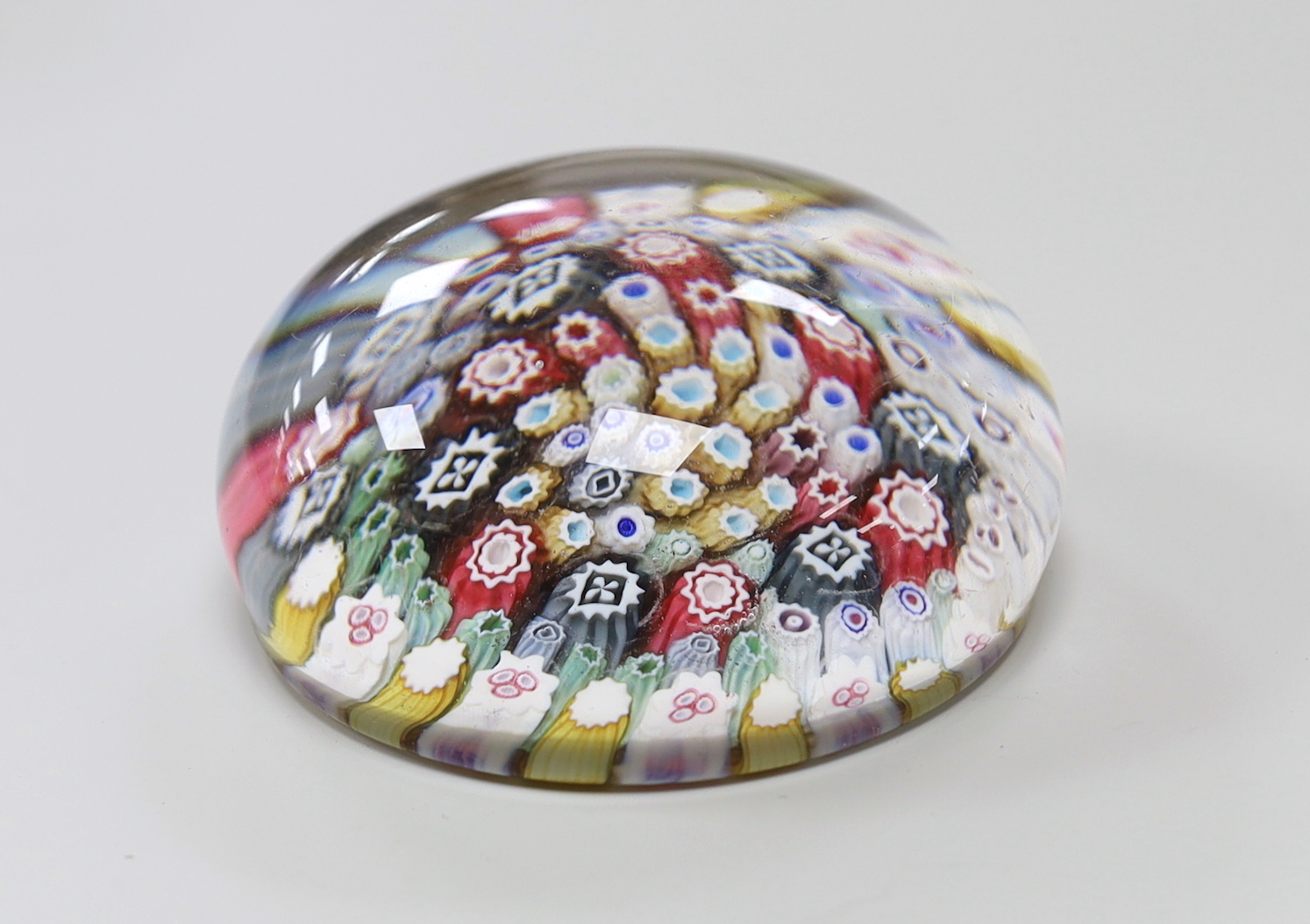 An English millefiori paperweight '1848', 8cm diameter
